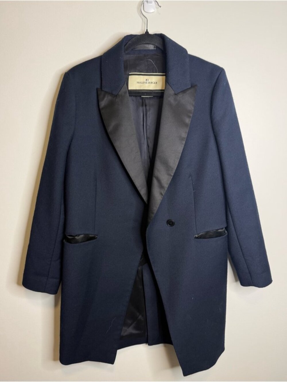 BY MALENE BIRGER STELLAR long blue blazer coat size 40 tuxedo